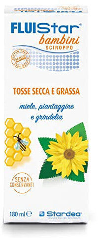 STARDEA FLUISTAR BAMBINI SCIROPPO, Dispositivo Medico, Tosse Secca, Tosse Grassa, Senza Glutine, Senza Conservanti, Flacone da 180 ml