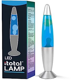 I-TOTAL® - Lampada lava LED con resistenza scalda cera, senza lampadina (BLU base silver, cera bianca)