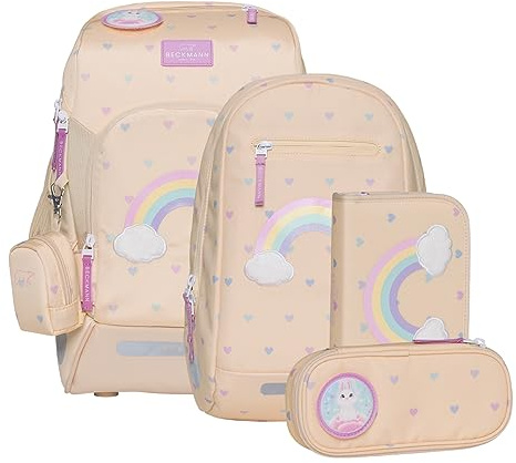 Beckmann, Schulranzen-Set Active Air FLX Yellow Heart, 6-teilig, Grundschule, inkl. Regenüberzug, 20-25L, Yellow