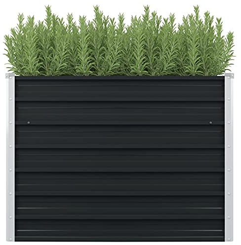 ARKEM Hochbeet Anthrazit 100 x 100 x 77 cm Verzinkter Stahl Hochbeete für Garten Pflanzkübel Pflanzkasten Blumenkasten Gemüsebeet Draußen Pflanzbeet Blumenbeet