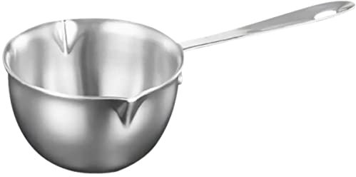 ANSNOW Butterschmelzschüssel, Nudeltopf, Kleiner Soßengriff, Soßentopf, Milchwärmertopf, Milchkochschmelztopf, Milchtopf Mit Ausgießer, Butterwärmer, Baby-Edelstahl-Teamtopf Mini/Silber/19,5 * 8,5 c