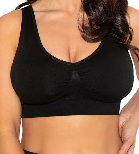 Conturve Wirefree High Support Bra Adjustable Wire Free Shaper Bra (Cups AA-FF) +with Extra Extender Offers Back Support Black