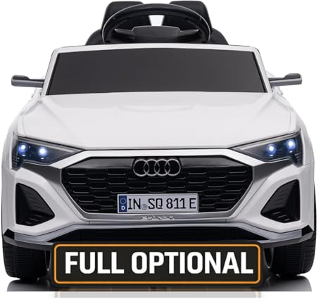 Auto Elettrica per Bambini Audi SQ8 e-tron Sportback Macchina con Licenza Ufficiale 12V Due Potenti Motori Telecomando Cintura di Sicurezza 5 Punti Porte Apribili Luci LED Musica MP3 (Bianco)