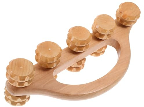 Beatifufu Holz Nackenmassagerolle Tragbares Massagegerät für Nacken und Beine Dehnend für Zuhause Handlicher Körperroller