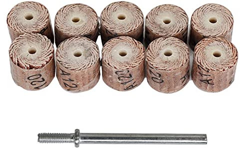SZTVECFW 10pcs 120 Grit Sanding Flap Disc With 1pc 3.0mm Shank Mandrel Polishing Grinding Sanding Flap Wheels For Rotary Tool