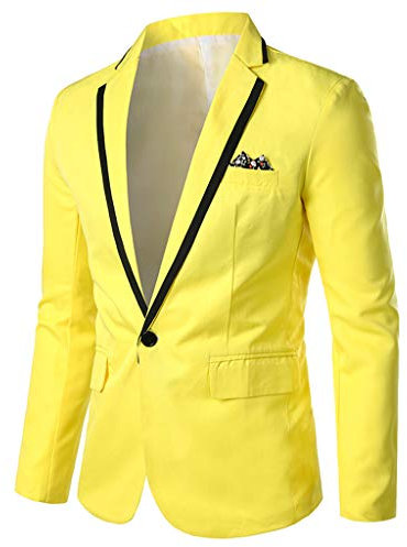 Leichte Herren-Blazer – schmale Passform, Business-Anzugjacken, Ein-Knopf-Blazer, Smart-Jacke, Herren-Blazer, leichte Anzugjacken, Sommer, Sport, Mäntel für Arbeit, Büro, gelb, L