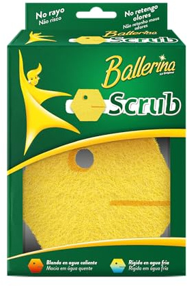 Ballerina Scrub Estropajo Cocina | Diseñado para No Rayar Superficies Delicadas | Secado Rápido | Ayuda a Reducir Olores | Más Fácil de Mantener Limpio | 1 Unidad