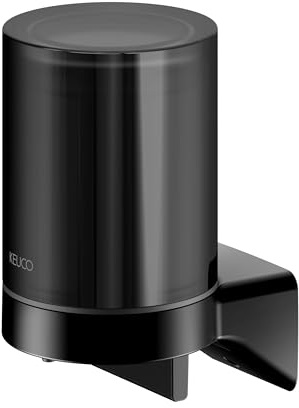 KEUCO Rose Seifenspender mit Stülpglas, 180 ml, ohne Bohren, schwarz matt | Made in Germany, nachfüllbar, inkl. Klebeset und Schraubset, Lotionspender zum Kleben oder Schrauben