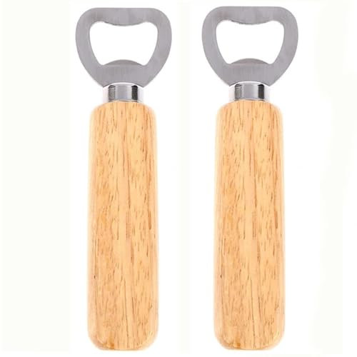 Abrebotellas,2 PCS Abridor de Botellas de Cerveza Abrebotellas con Mango de Madera Natura Portátil para el Hogar Cocina Bar Regalo