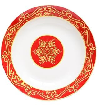 RKVXCJHDR Platos para cocina, diseño de copo de nieve esmaltado creativo, plato de sopa de luz de luna de 8 pulgadas, plato de sopa redondo rojo para pasta, plato hondo para comer
