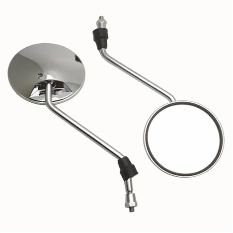 Lenkerendenspiegel Universal-Motorradspiegel Chrom Für Roller Rückspiegel 8 Mm Mit M10-Adapter Rund Oval Konvexe Spiegel EIN Paar Motorrad Spiegel
