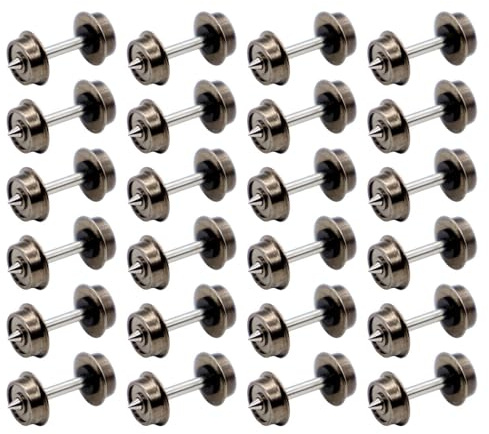 Colcolo Ruedas de Metal de 24 Piezas, Rueda de Escala n, Profesional, Parte de Repuesto, Hobby Trenes Eje de Metal de Accesorios para 1: 160 Trenes Modelo
