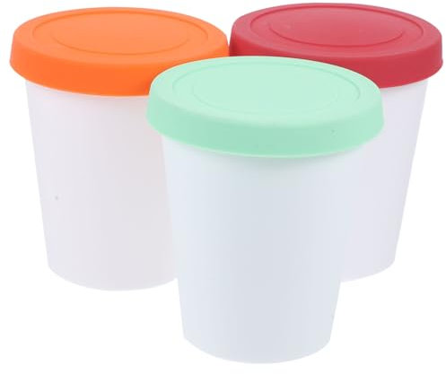 HOLIDYOYO 3pièces Lot De Seaux Réutilisables Pour Crème Glacée Maison Contenant Alimentaire Moyen Compatible Congélateur Pour Yaourt Et Desserts