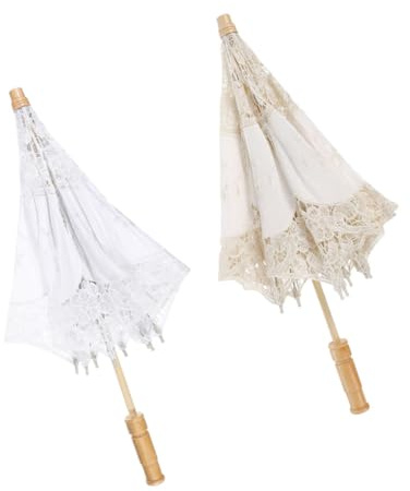 Healvian 2stücke Hochzeits-regenschirme Für Bräute Lace Baumwollschirm Fotorequisiten Für Hochzeiten Radius Für Besondere Anlässe Und Fotoshootings
