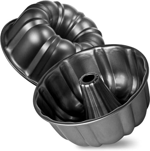 Notcilgias Stampo per ciambella, 24 cm, set di 2 stampi per dolci in acciaio al carbonio, antiaderente, abbronzatura uniforme, robusti e durevoli, ideali per torte e dessert (2 di cui)