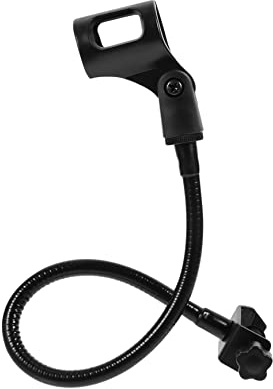 Adjustable Microphone Holder Clip-on Bracket Black Iron Spray Painted | Hands-free Recording, Tv Station Use, Flexible Gooseneck Build, Wide Microphone Compatibility