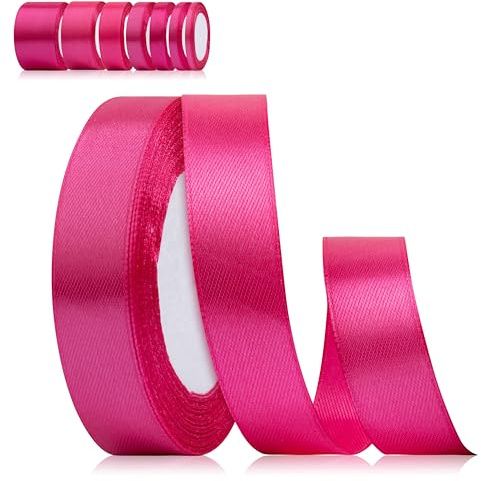 Fyshird Satinband Rosa 20mm x 22m Geschenkband Breit Schleifenband Hochzeit Polyester Magenta Bänder zum Basteln Dekoband für Geburtstag DIY Geschenkverpackung Weihnachten