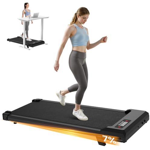 Walking Pad Treadmill with 7% Incline, Portable Mini Treadmills for Home 2.5HP Under Desk Jogging Walking Machine with Remote Control & LED Display for Home/Office Cardio Fitness 8KM/H (Black-85cm)