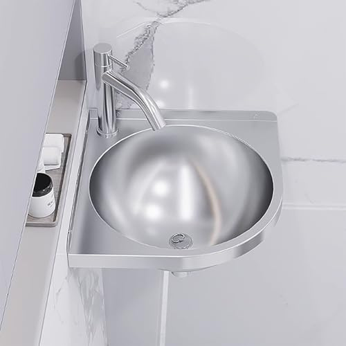 Eckwaschbecken, Wandhalterung Mini Waschbar Spüle, Edelstahl Waschtisch Handwaschbecken mit Abtropfgestell, für Boot, Wohnmobil, Küche, Bad, WC