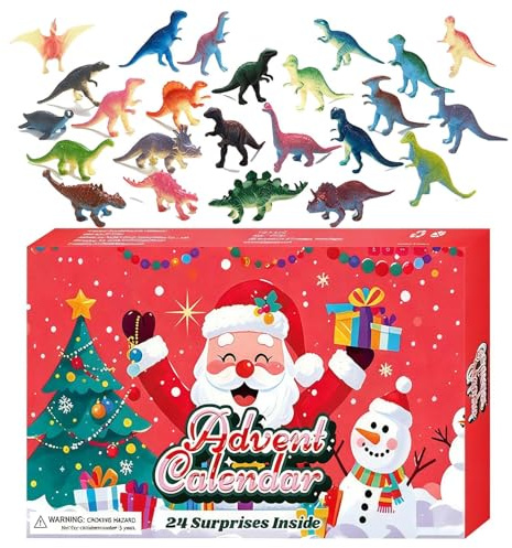 Nedräkningskalender för dinosauriefigurer – realistiskt spel med djurtema, adventskalender, 24 dagar till jul, pedagogisk leksak för mer än 3 år