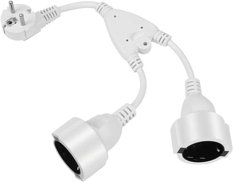 Doppelstecker für Steckdose,Doppelstecker für Steckdose IP20 für Zuhause,Doppelstecker16A/250V/Max,Verlängerungskabel kurz mit steckdosenadapter 2fach schuko für Küche, Büro, Zuhause