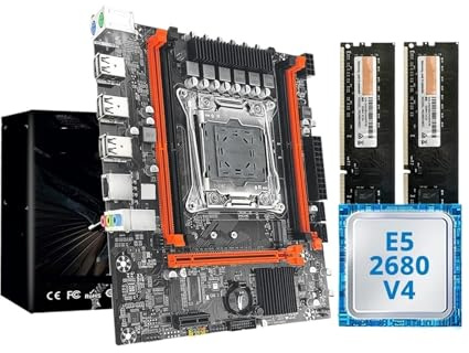 Kit de Placa Base X99, Incluye Xeon E5 2680 V4, 2 x 8 GB de Memoria DDR4 de 2133 MHz con Doble ECC, M.2 NVMe, for PC de Escritorio.(Motherboard+CPU)