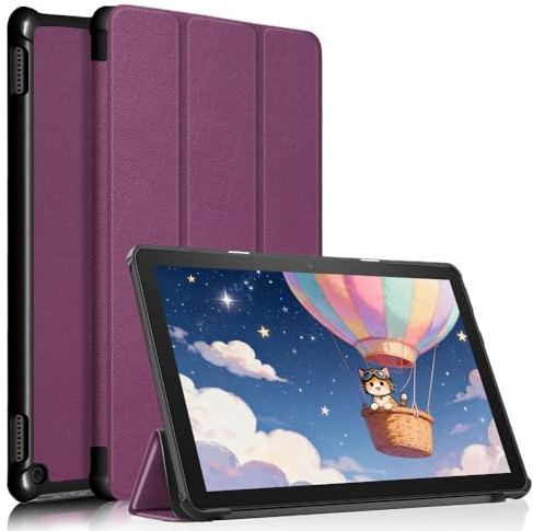 PU Leder Dreifach Hülle für 10 Zoll Tablet (Nur 13. Gen, 2023), TOKILO Ständer Schutzhülle mit Auto Schlaf/Aufwach, Kompatibel mit LG 10.1 Zoll Tablet, Lila
