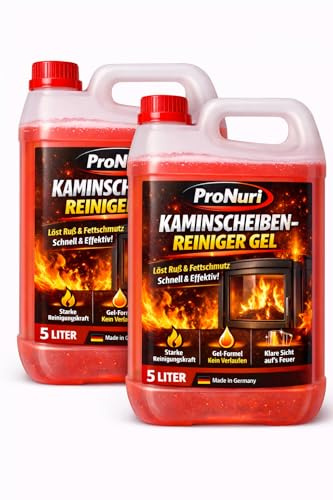 ProNuri Kaminscheibenreiniger Konzentrierter Kaminscheiben-Reiniger, Gelartig, Pink, 2x 5 Liter, Entfernt Glanzruß und Stärkste Verschmutzungen, Schwefelfreie Formel