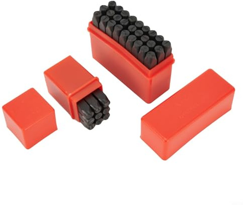 Lot de 36 poinçons en métal avec chiffres et lettres de l'alphabet en acier au carbone de 2 à 8 mm pour travaux manuels du cuir, du bois et des métaux (6 mm)