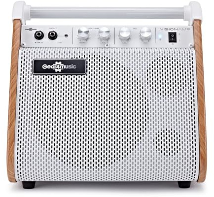 VISIONAMP E-Drum und Keyboard Verstärker Tragbares Amp 50W | Leichter Playback-Amp für kleines Studio oder Zuhause, 2-Band-EQ, 8-Subwoofer, 2-Tweeter, Bluetooth und AUX