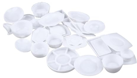 Gatuida Ensemble Mini Vaisselle pour Poupée Blanc 33 Pièces Accessoires Cuisine Miniature Décoration pour Maison de Poupée Ustensiles Cuisine Simulation