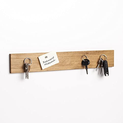 WOODS Schlüsselbrett Holz magnetisch I Schlüsselablage I magnetische Messerleiste I Wanddekoration aus Holz handgefertigt in Bayern I Schlüssel Aufhänger Home I Schlüsselhalter (Eiche, 45 cm)