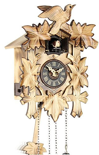 Eble Kuckucksuhr Kuckuckuhr Echtholz NEU batteriebetriebenes Quartzwerk Kuckuckruf 5-Laub geflammt 25cm- 23138