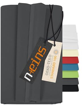 npluseins Betttuch - Haustuch - Bettlaken - aus 100% Baumwolle in 7 ausgesuchten Farben - Laken ohne Gummizug - Einheitsgröße von ca. 150 x 250 cm, anthrazit