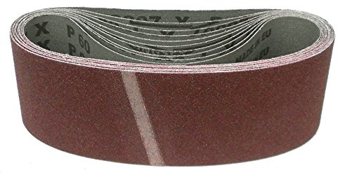Klingspor Schleifband LS307X – 75 x 533 mm – Körnung P120 – 10 Stück – für Holz & Metall – reißfeste halbflexible Gewebeunterlage – Profi-Schleifbänder für Handbandschleifer