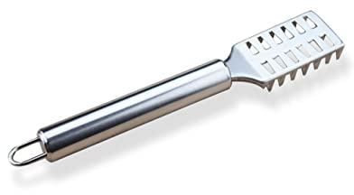 EUROXANTY | Escamador de pescado | Escamador de metal | Escamador con púas | Mango de acero | Para todo tipo de pescados | Desescamador | 20 cm de largo