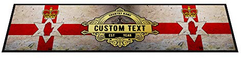 Personalised Country Flag Beer Mats - Bar Accessories For Home Pub - Cocktail Gin Bar Rubber Runner Mat Custom Text - Gift Idea For Him (Northern Ireland, Medium 880x250)