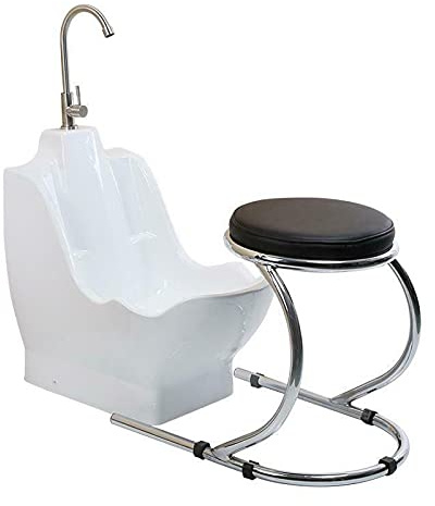EVOLVE Ablution Wudu Wash Basin – Heavy Duty Chrome Chair Long Tap & Trap Waste – WuduKhana at Home, Wall Hung Basin, Bathroom Sink Unit, Portable Hand Wash Station, Free Standing Sink