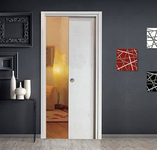 Porta scorrevole a scomparsa interno muro con chiusura Ammortizzata in laminato Bianco Matrix Finitura Cromata