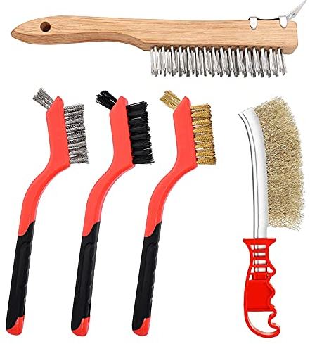 5 Pièces De Jeu De Brosses Métalliques, Brosses Métalliques à Gratter, Brosse Métallique En Laiton En Nylon En Acier Inoxydable, Pour Nettoyer La Saleté Et La Rouille Des Scories De Soudure