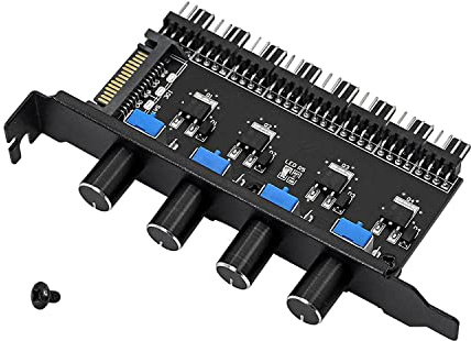 SinLoon 4 Manopole Ventola di Raffreddamento Regolatore di Velocità PC 8 Canali Fan Hub per CPU Case HDD VGA PWM Fan PCI Staffa 12V Controllo Ventilatore Alimentazione SATA/4Pin Interfaccia
