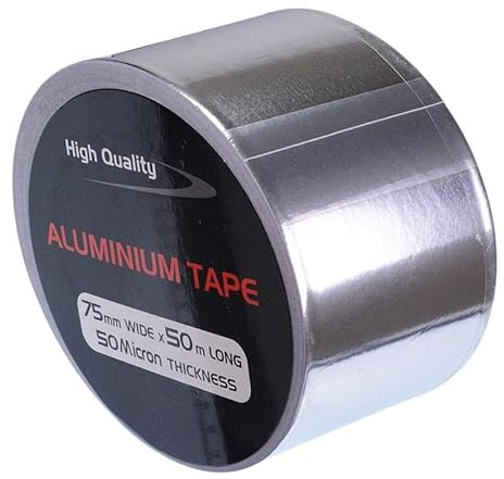 75mm x 50m Aluminium Foil Tape Pipe Lagging Duct Sealing Heating Ventilation