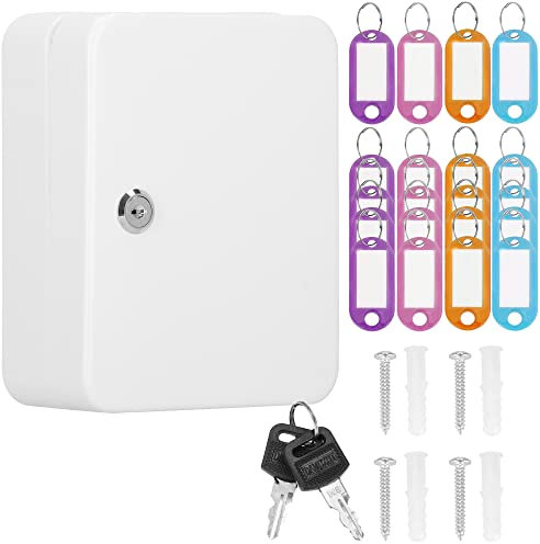 SPRINGOS Cassetta portachiavi 16 x 20 x 7,5 cm con ciondoli colorati chiudibile per 20 chiavi