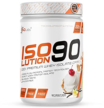 EVOLabs® ISOLution-90 Whey Protein Pulver, Unterstützt den Muskelaufbau mit extra zusätzlichen Aminosäuren und Verdauungsenzymen, Laktosearm, 1000g (Vanilla Cherry Ice Cream)