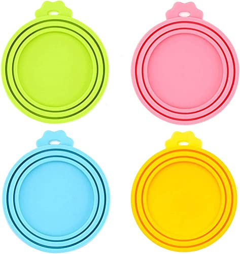 DDSHUN Universal Silicone Pet Food Can Lids - Covers and Caps for Dog and Cat Food Tins - Fits All Standard Sizes - 4 Pack