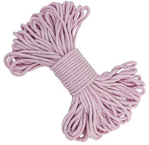 LEREATI Makramee Garn 5mm x 20m, Baumwollgarn Makramee-Schnur Farbig Baumwollkordel, Dicke Baumwollseil für Makramee Wandbehang, Hängepflanze, Traumfänger, Hochzeitsbogen (Rosa)