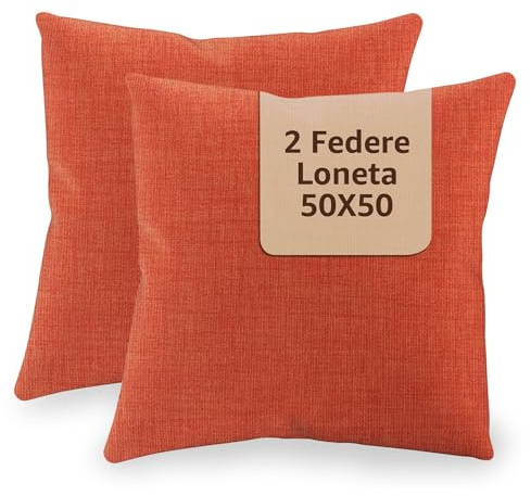 SoNiT home decor | Housses de coussin pour canapé 50x50 | Housses de coussin pour canapé - Salon - Chambre - 2 pièces - Fabriqué en Italie - Orange.