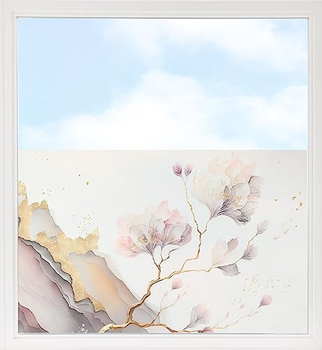 GRAZDesign Fensterfolie Blickdicht Sichtschutz, Sichtschutzfolie Fenster, Glastüren, Duschkabine, Milchglasfolie Bedruckt mit Motiv Japanisch mit Gold 80x57cm