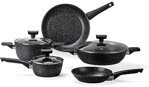 Moneta Magnolia Stone Black Batteria di pentole 8 pezzi, anche per Induzione.