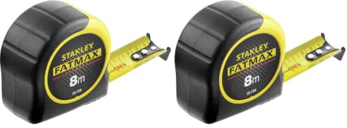 STANLEY FATMAX Tape Measure Blade Armor 8 M Metric Shock Resistant with Mylar Coating and Cushion Grip 0-33-728 (Pack of 2)